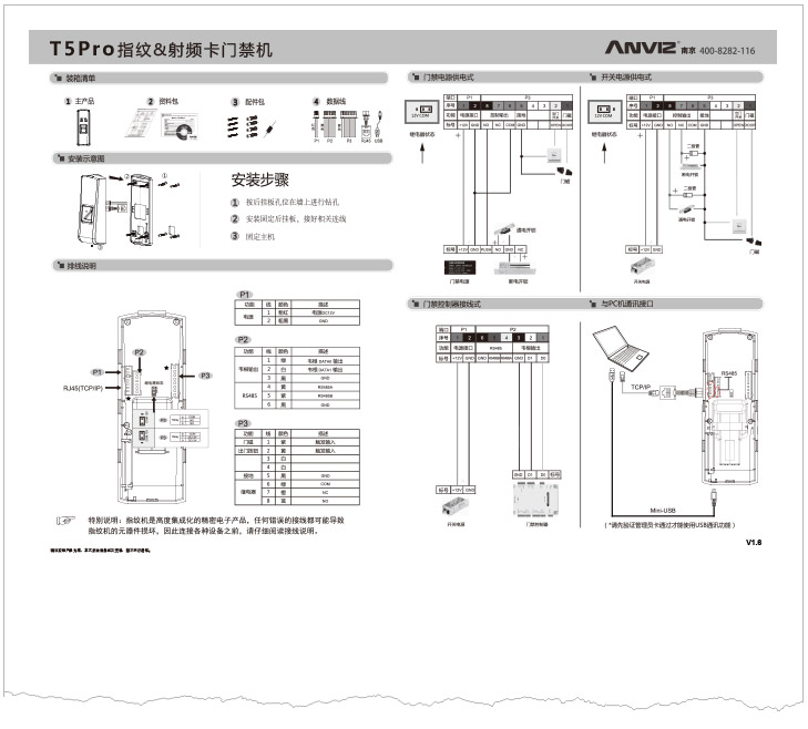 T5 Pro窄邊框指紋門禁機快速指南 V1.6 